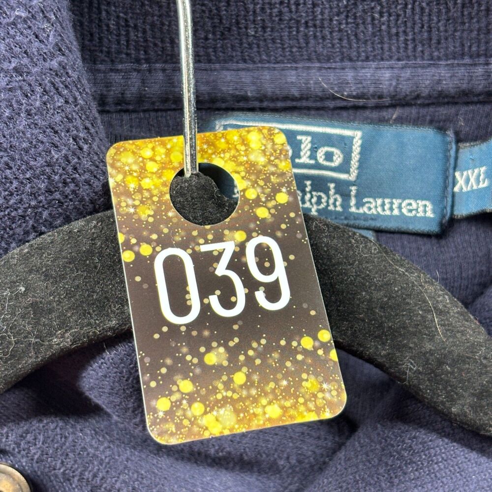 Polo Ralph Lauren Men Shawl Neck Pullover Sweater Cotton Preppy Navy Blue XXL - Picture 8 of 8